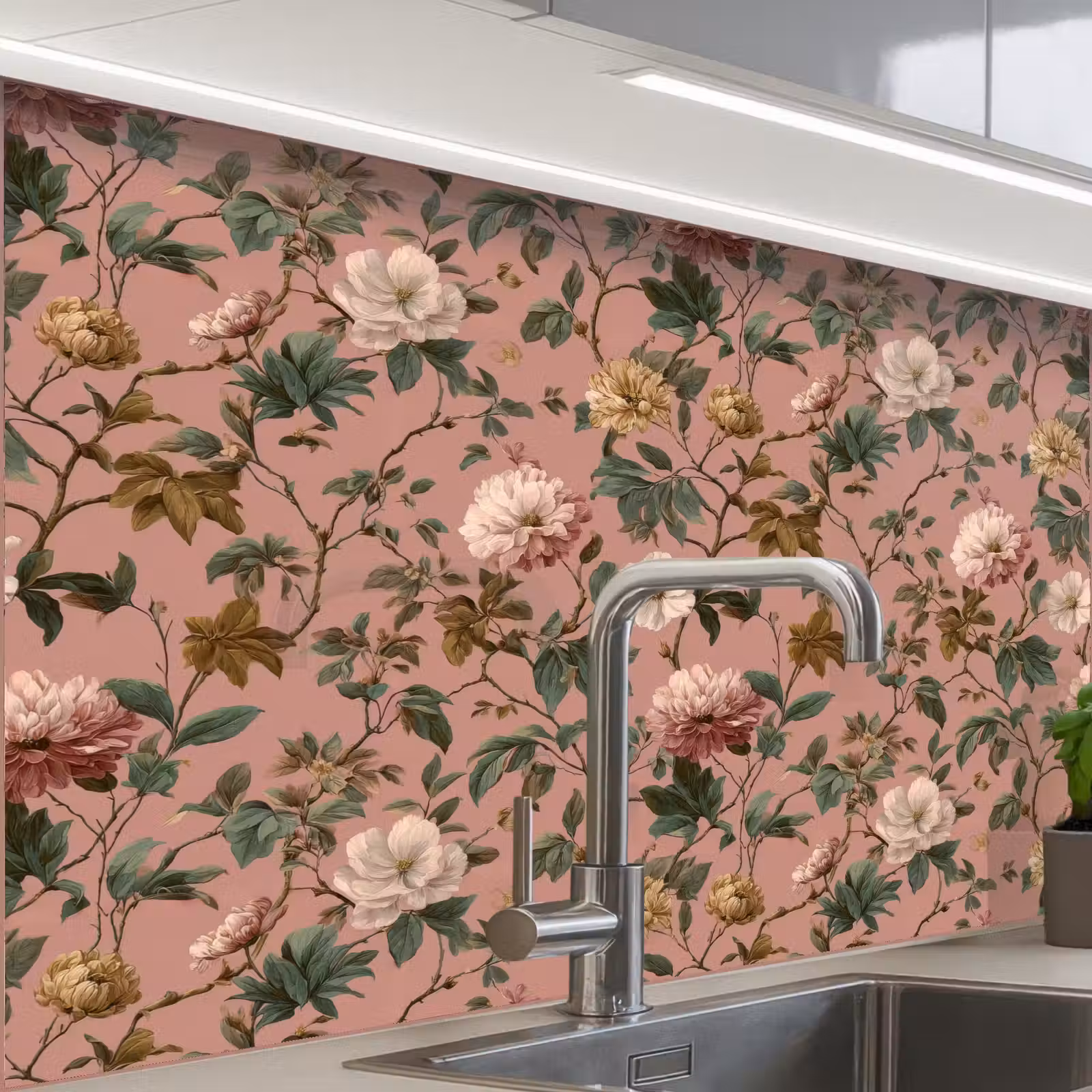 Küchenrückwand - Blumen - Klassisch - Rosa — 1