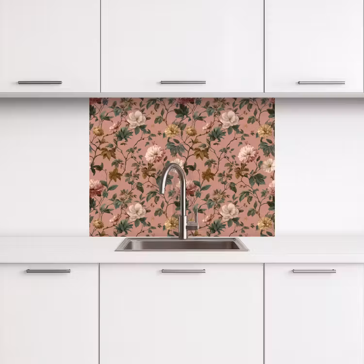Küchenrückwand - Blumen - Klassisch - Rosa — 3