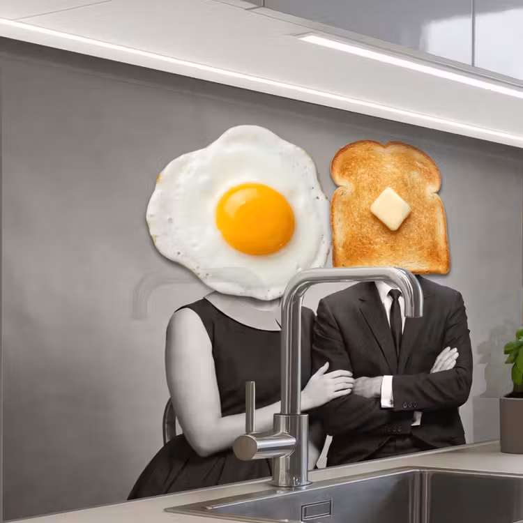 Küchenrückwand - Frühstück - Ehepaar - Ei - Brot — 1