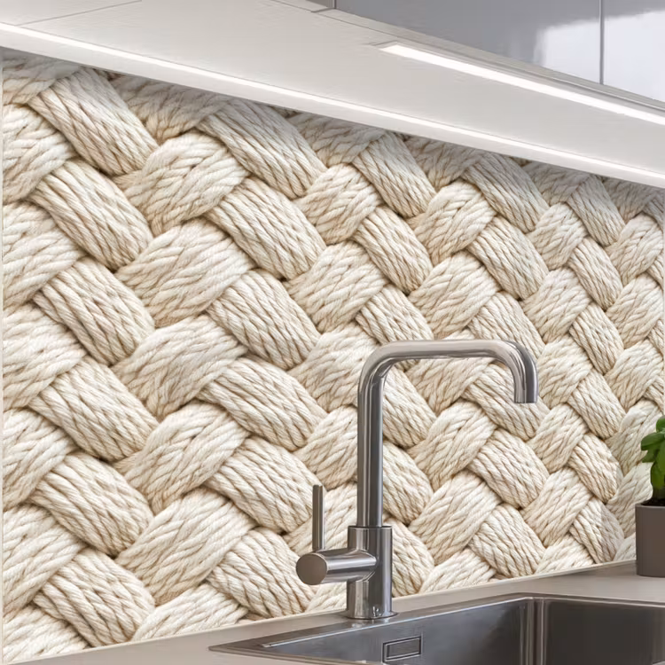 Küchenrückwand - Seil - Gestrickt - Beige — 1