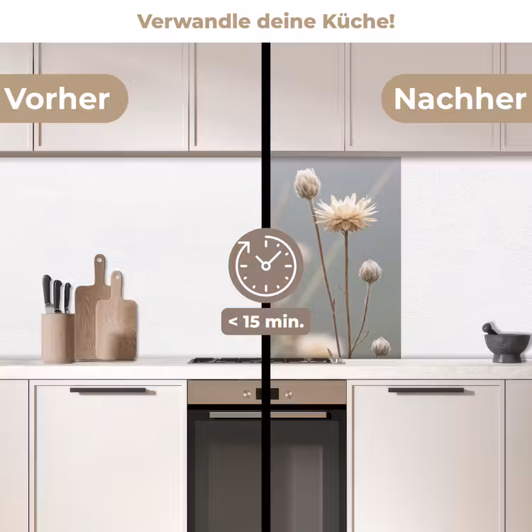 Küchenrückwand - Strohblumen - Weiß - Tageslicht — 2