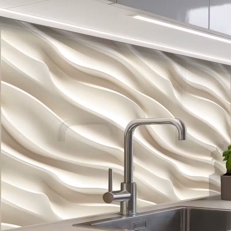 Küchenrückwand - Diagonal - Wellen - Creme — 1