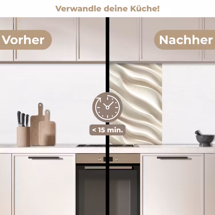 Küchenrückwand - Diagonal - Wellen - Creme — 2