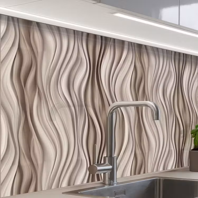 Küchenrückwand - Wellen - 3D - Creme — 1