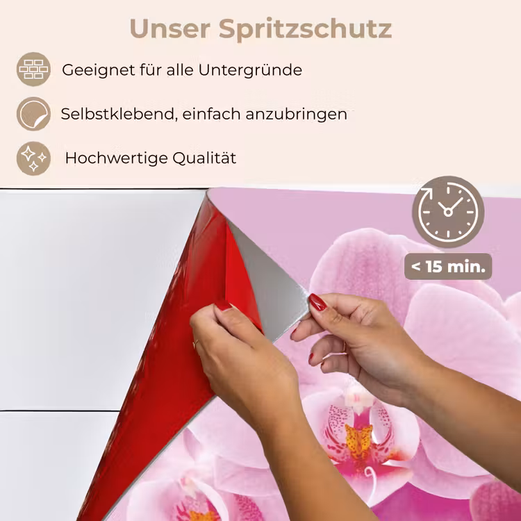 Spritzschutz Küche - Blumen - Orchidee - Rosa — 4