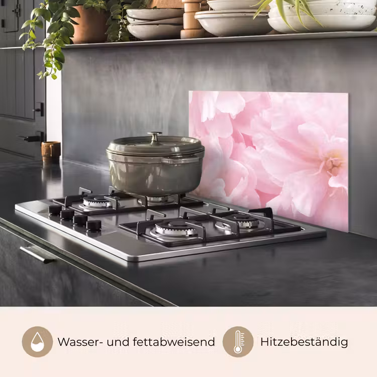Spritzschutz Küche - Blumen - Rosa - Pfingstrose — 2