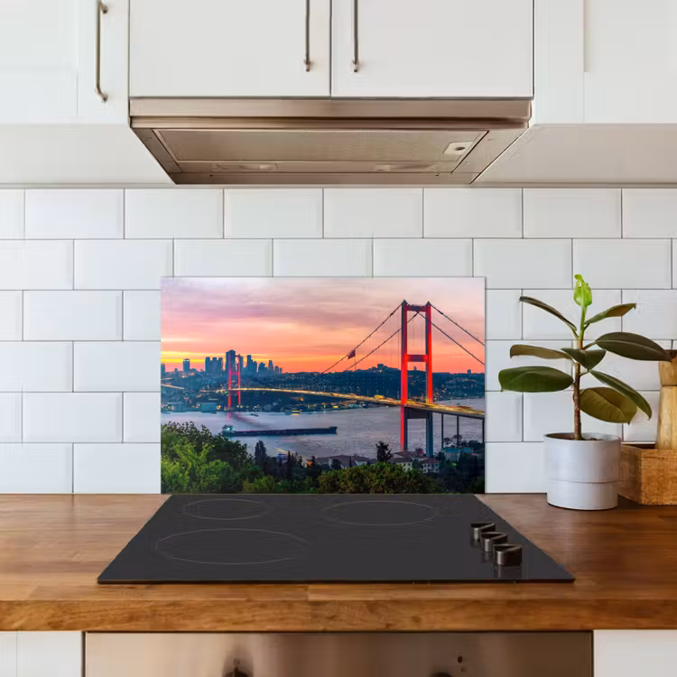 Spritzschutz Küche - Brücke - Rot - Skyline - Wasser — 3