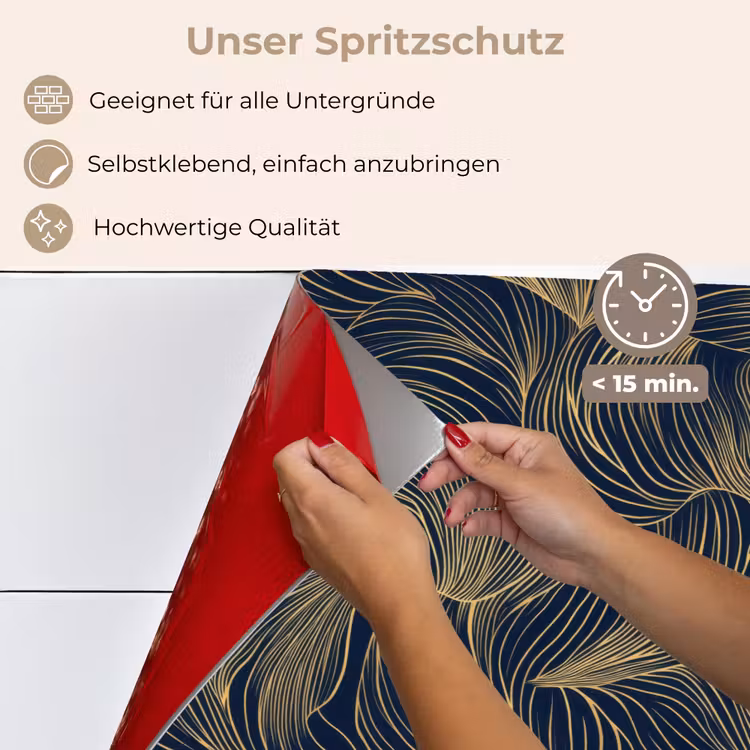 Spritzschutz Küche - Abstrakt - Linien - Blau - Gold — 4
