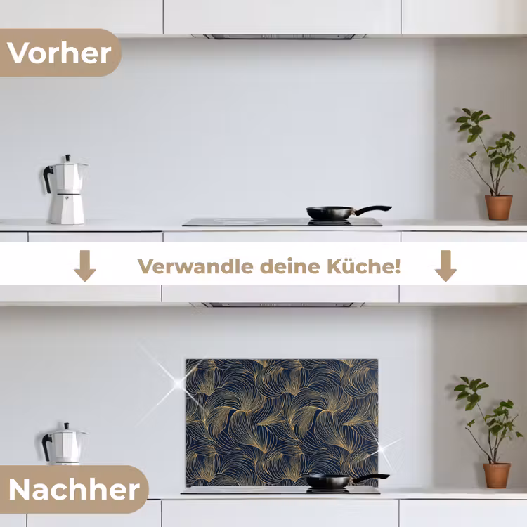 Spritzschutz Küche - Abstrakt - Linien - Blau - Gold — 7