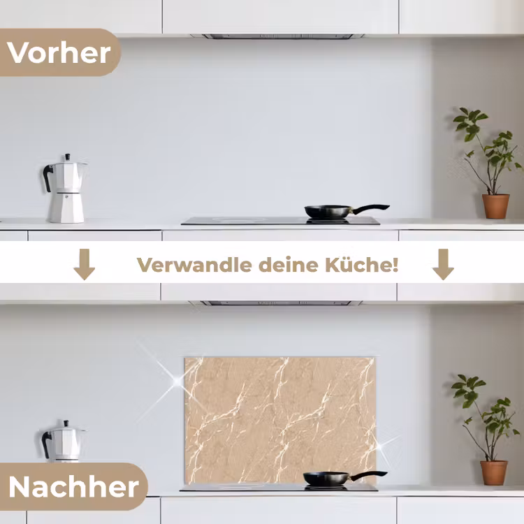 Spritzschutz Küche - Beige - Marmor - Organisch - Weiß — 7