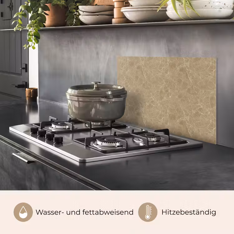 Spritzschutz Küche - Beige - Marmor - Weiße Adern — 2