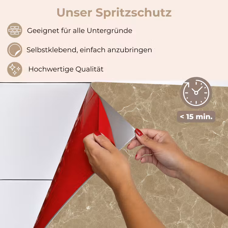 Spritzschutz Küche - Beige - Marmor - Weiße Adern — 4