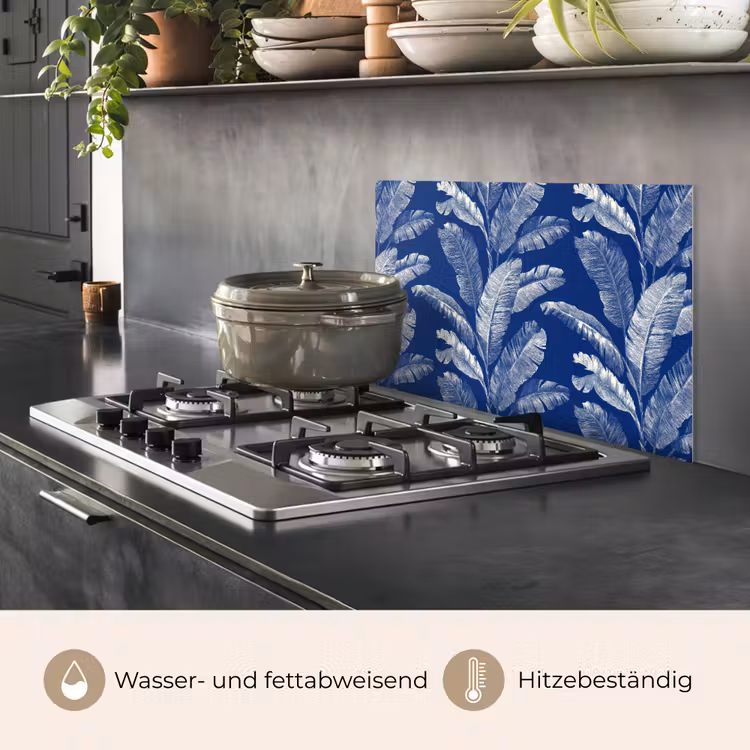 Spritzschutz Küche - Blatt - Palme - Blau — 2