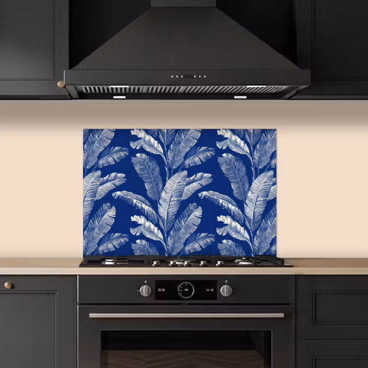 Spritzschutz Küche - Blatt - Palme - Blau — 5