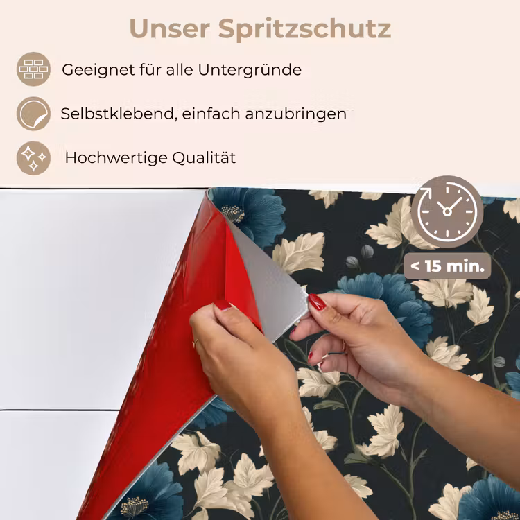 Spritzschutz Küche - Botanisch - Blumen - Blau — 4