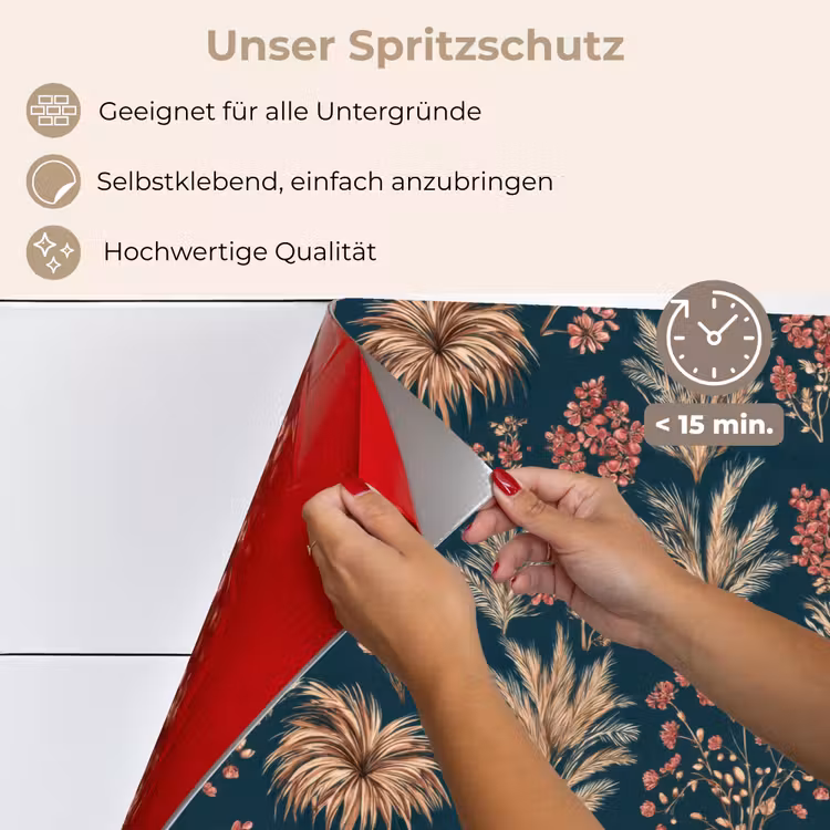 Spritzschutz Küche - Botanisch - Muster - Blau — 4
