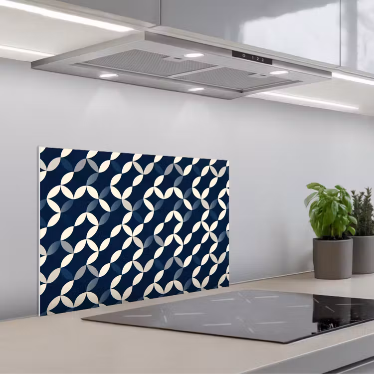 Spritzschutz Küche - Abstrakt - Muster - Blau — 1