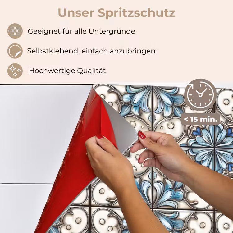 Spritzschutz Küche - Barock - Fliese - Bunt — 4
