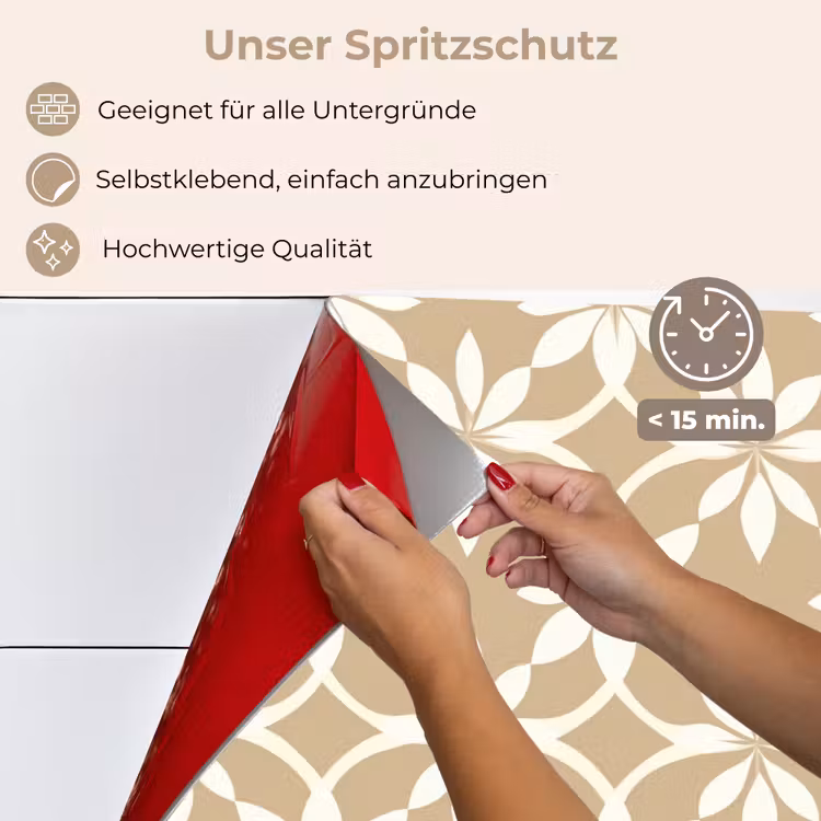 Spritzschutz Küche - Blumen - Muster - Beige — 4