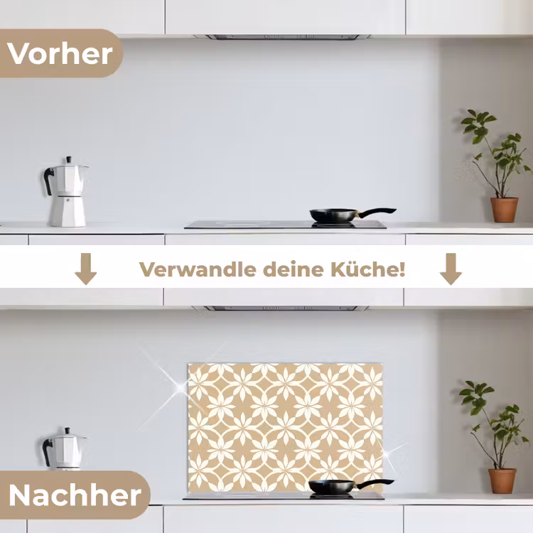 Spritzschutz Küche - Blumen - Muster - Beige — 7