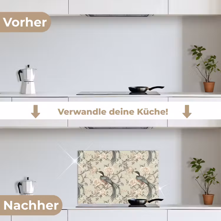 Spritzschutz Küche - Blume - Vogel - Farbenfroh — 7