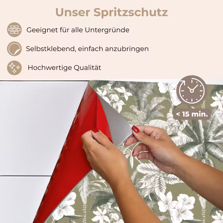 Spritzschutz Küche - Botanisch - Blumen - Grün — 4