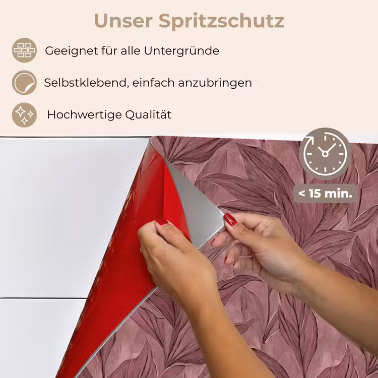 Spritzschutz Küche - Blätter - Muster - Lila — 4