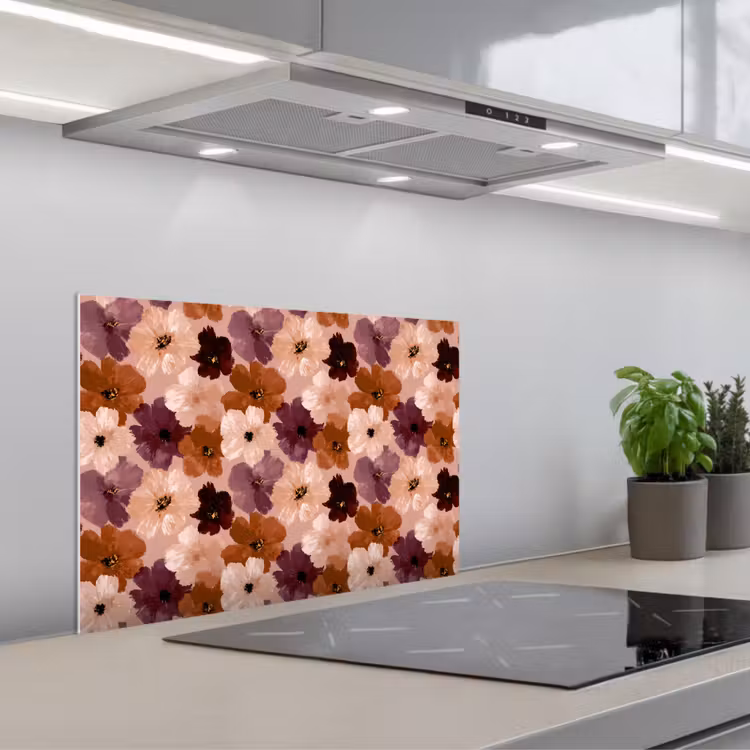 Spritzschutz Küche - Blumen - Abstrakt - Erdtöne — 1