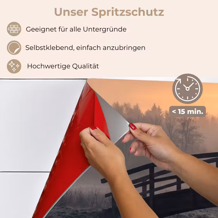 Spritzschutz Küche - Brücke - Nebel - Bäume - Wasser — 4