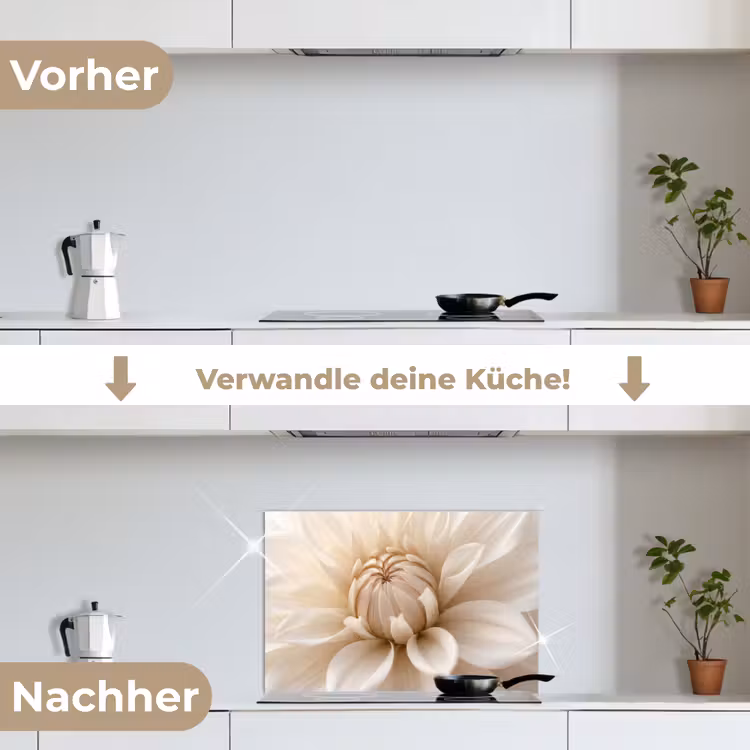 Spritzschutz Küche - Blume - Dahlie - Weiß — 7