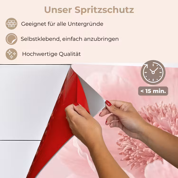 Spritzschutz Küche - Blume - Pfingstrose - Rosa — 4