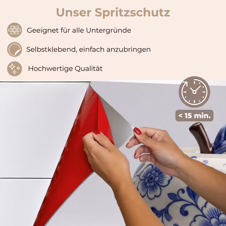 Spritzschutz Küche - Apfel - Blau - Klassisch — 4