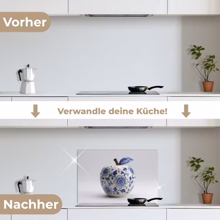 Spritzschutz Küche - Apfel - Blau - Klassisch — 7