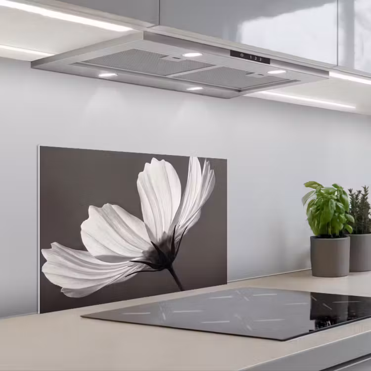 Spritzschutz Küche - Blume - Minimalistisch - Schwarz - Weiß — 1