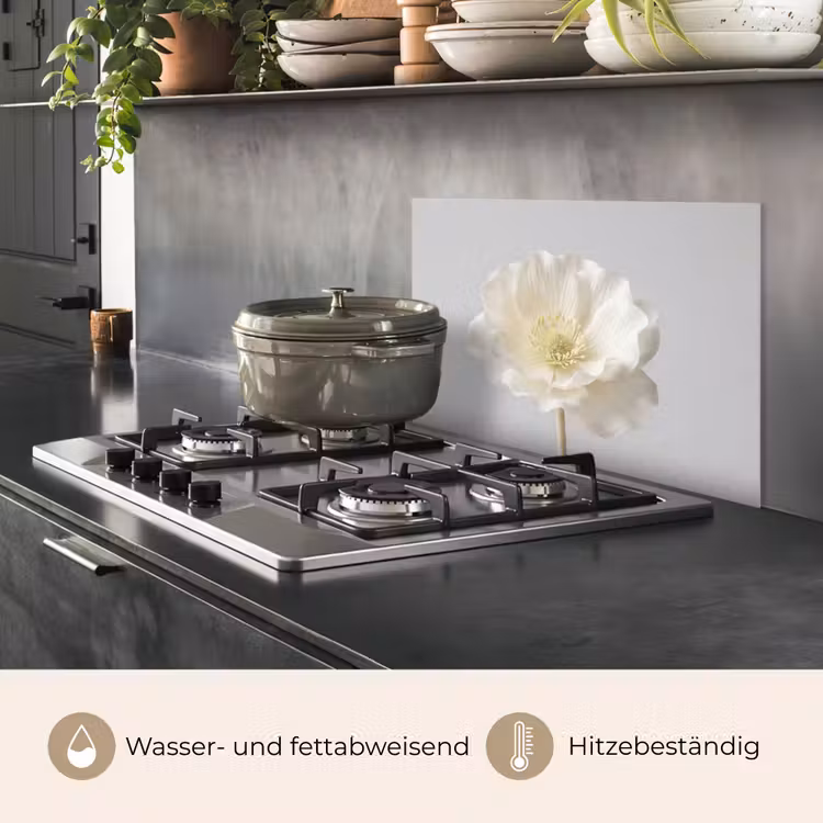 Spritzschutz Küche - Blume - Minimalistisch -Weiß — 2