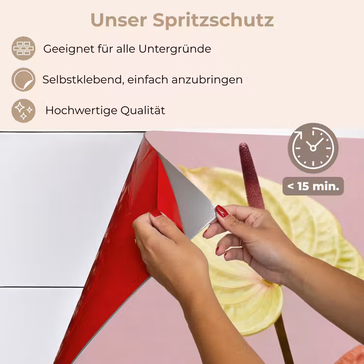 Spritzschutz Küche - Blumen - Anthurien - Gelb - Rosa — 4