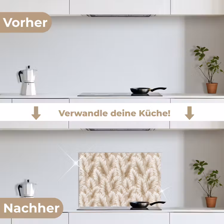 Spritzschutz Küche - Botanisch - Muster - Beige — 7
