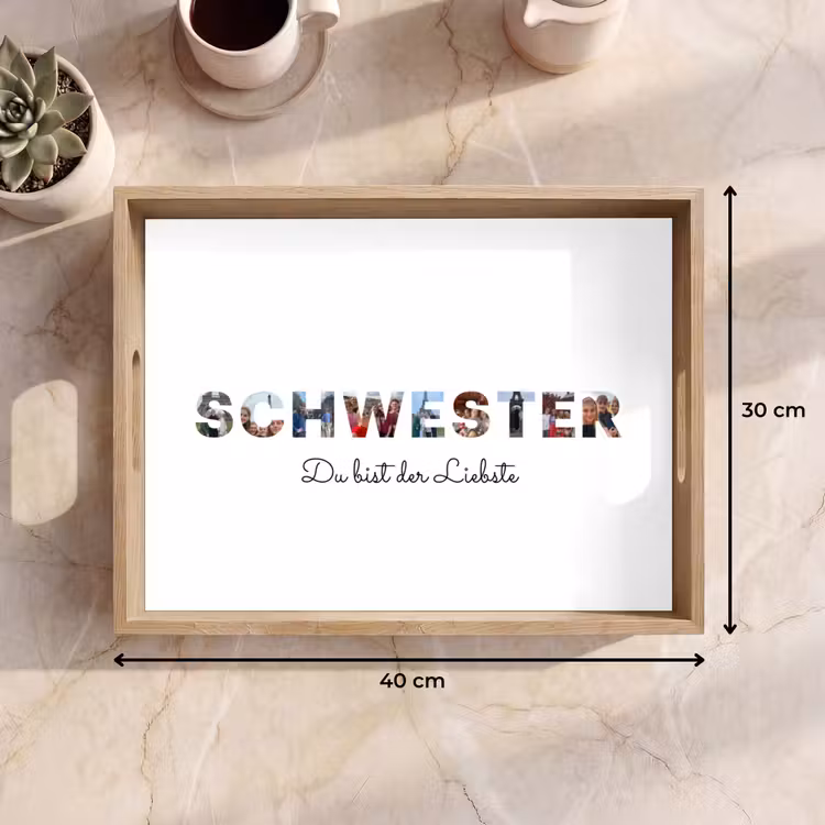 Personalisierte Tablett - Schwester - Buchstaben-Collage — 7