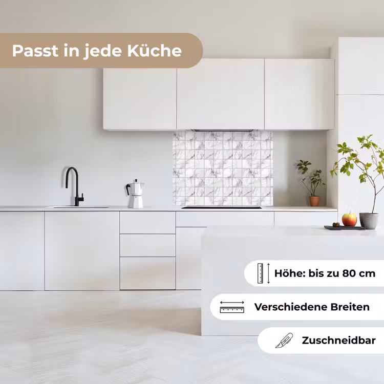 Küchen rückwand - Marmor - Kacheln - Grau - Weiß — 6