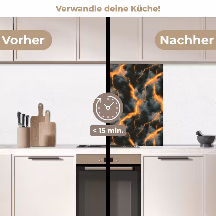 Küchen rückwand - Orange - Blitze - Wolken — 2