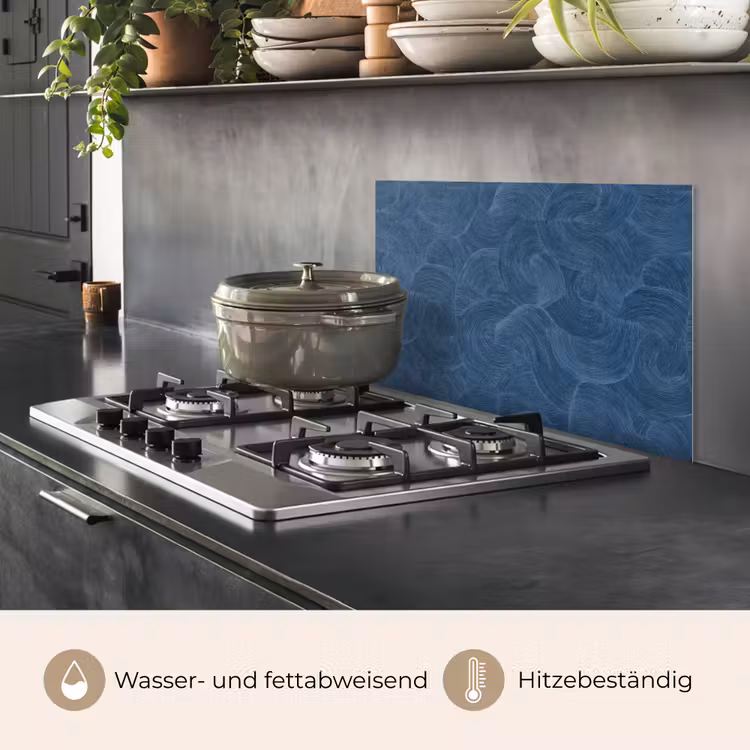 Spritzschutz Küche - Wellen - Textur - Muster - Blau — 2