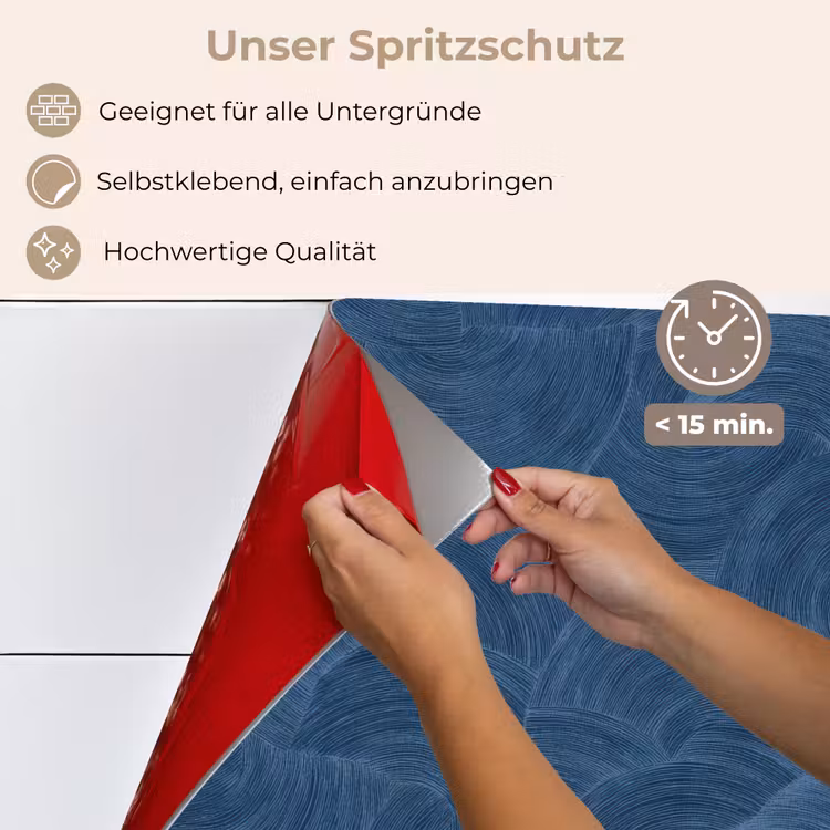 Spritzschutz Küche - Wellen - Textur - Muster - Blau — 4