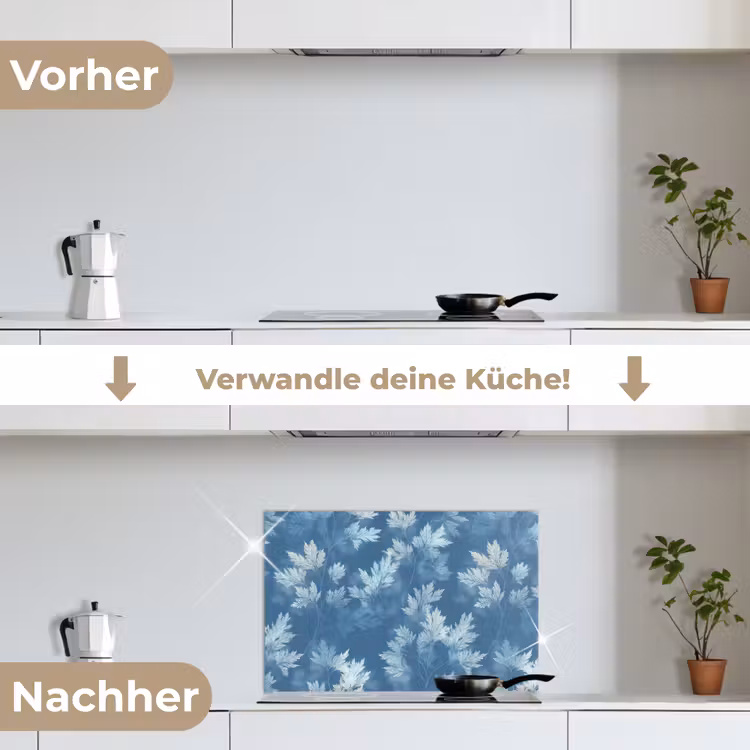 Spritzschutz Küche - Farn - Botanisch - Muster - Graublau — 7