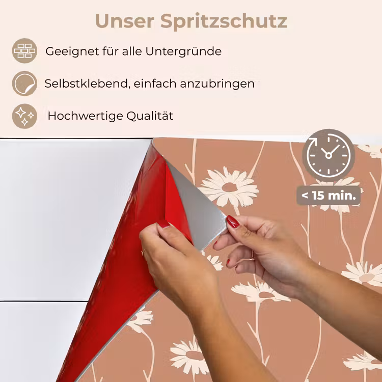 Spritzschutz Küche - Gänseblümchen - Dezent - Terrakotta — 4