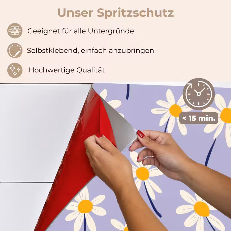 Spritzschutz Küche - Modern - Gänseblümchen - Lila — 4