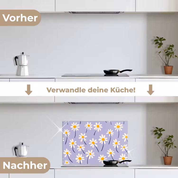 Spritzschutz Küche - Modern - Gänseblümchen - Lila — 7