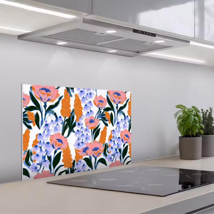 Spritzschutz Küche - Muster - Aquarell - Farbenfroh — 1