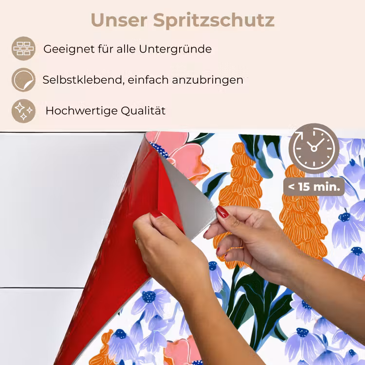 Spritzschutz Küche - Muster - Aquarell - Farbenfroh — 4