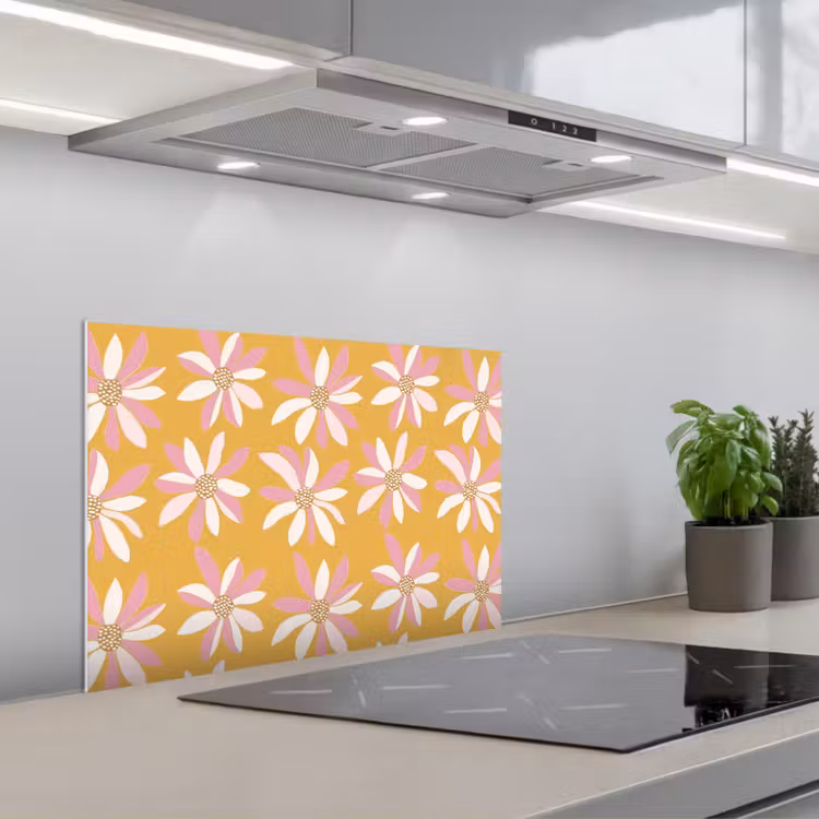 Spritzschutz Küche - Blumen - Modern - Gelb — 1
