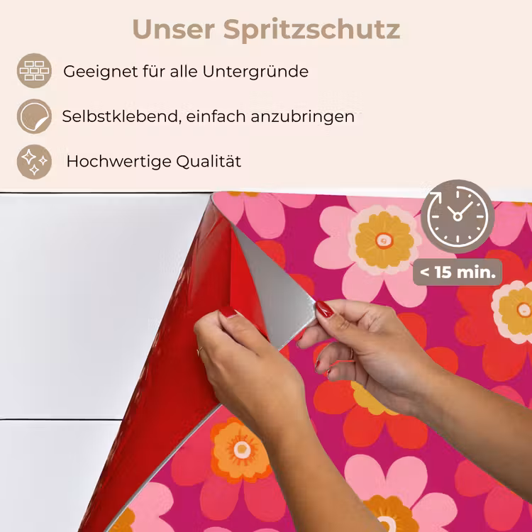 Spritzschutz Küche - Blumen - Retro - Farbenfroh — 4